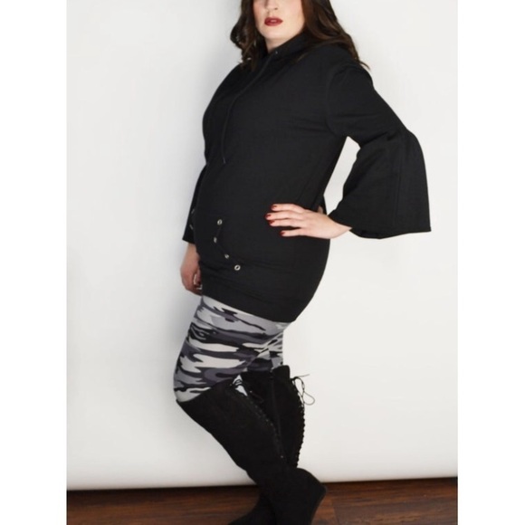 BELL sleeve hoodie with grommet pocket detailing - Picture 3 of 4